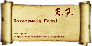 Rozenzweig Fanni névjegykártya